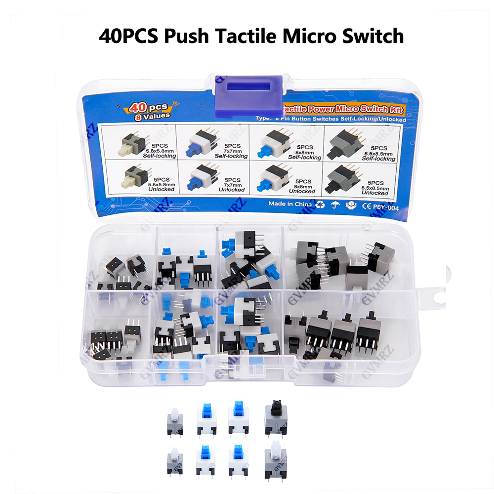 Diy Electronics Tool Kit - 40PCS 8Values Push Tactile Micro Switch