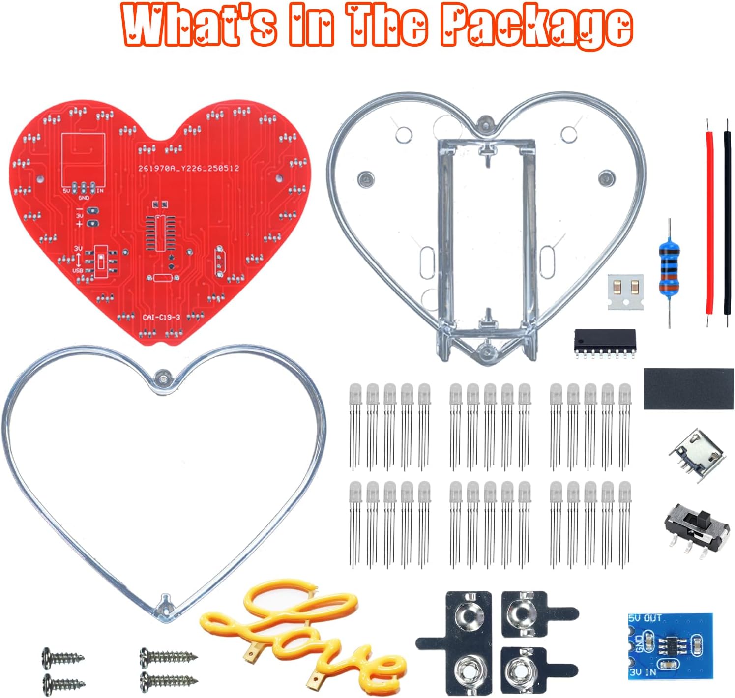 Heart Shaped LED Soldering Kit - Diy Electronics Filament のレビューと価格
