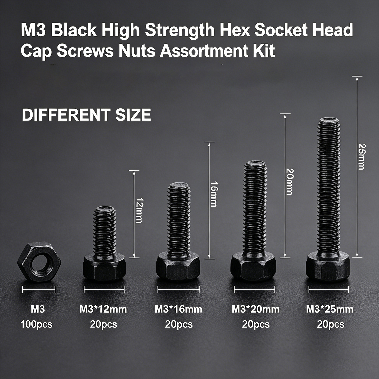 M3 Black Hex Socket Head Cap S - Diy Electronics Tool Kit のレビューと価格