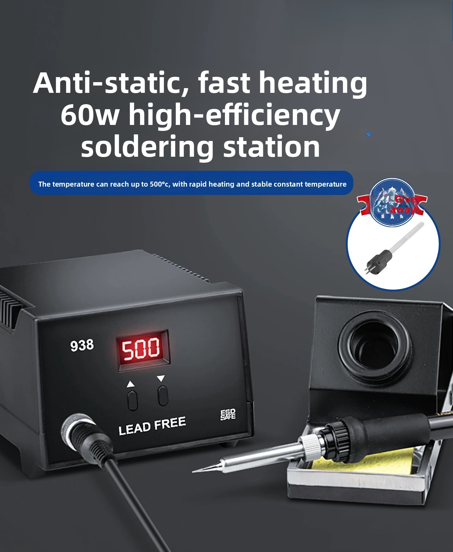 936B 60W Adjustable Temperatur - Diy Electronics Workstation のレビューと価格