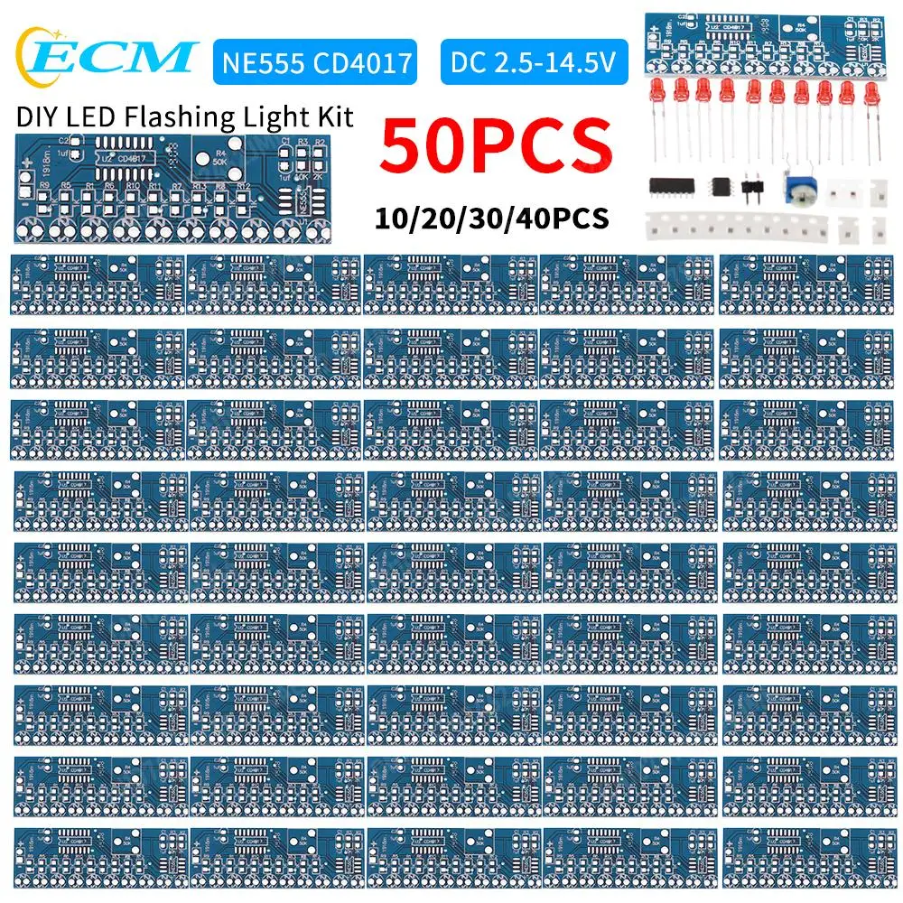 50PCS-5 NE555 +CD4017 Red LED  - Diy Electronics News のレビューと価格