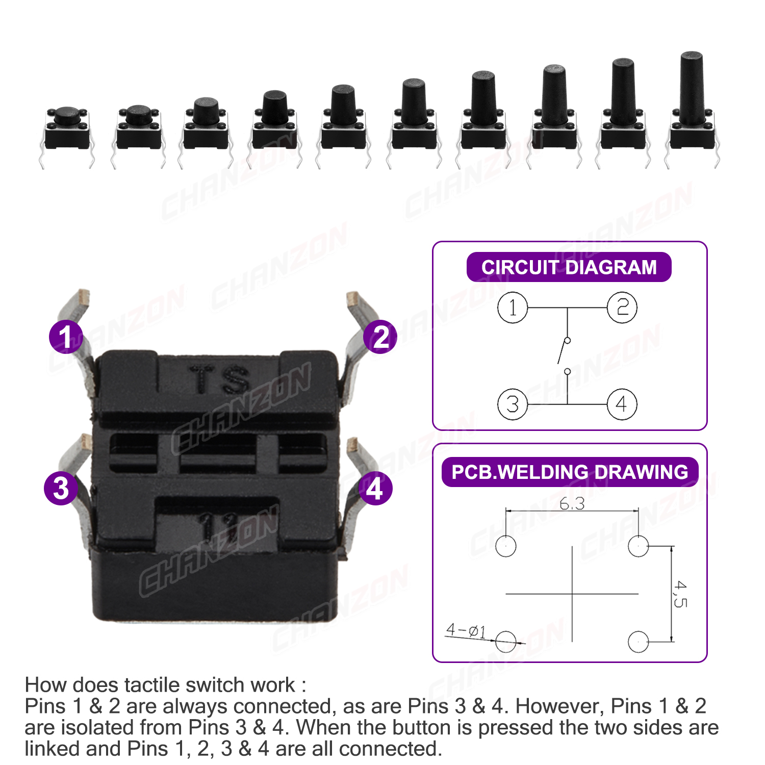 10 Kinds 6x6mm Micro Push Tact - Diy Electronics Breadboard のレビューと価格