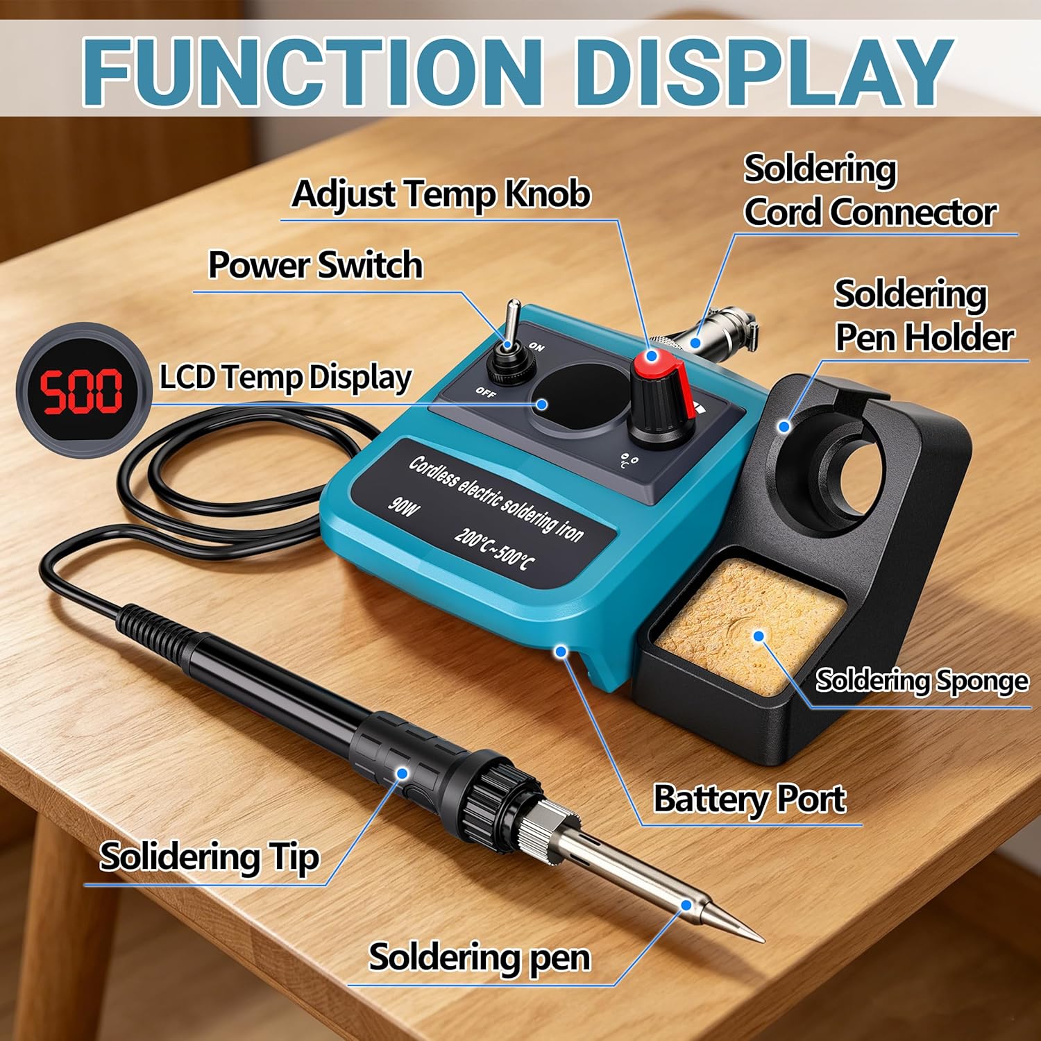 90W LED Digital Cordless Solde - Diy Electronics Tool Kit のレビューと価格