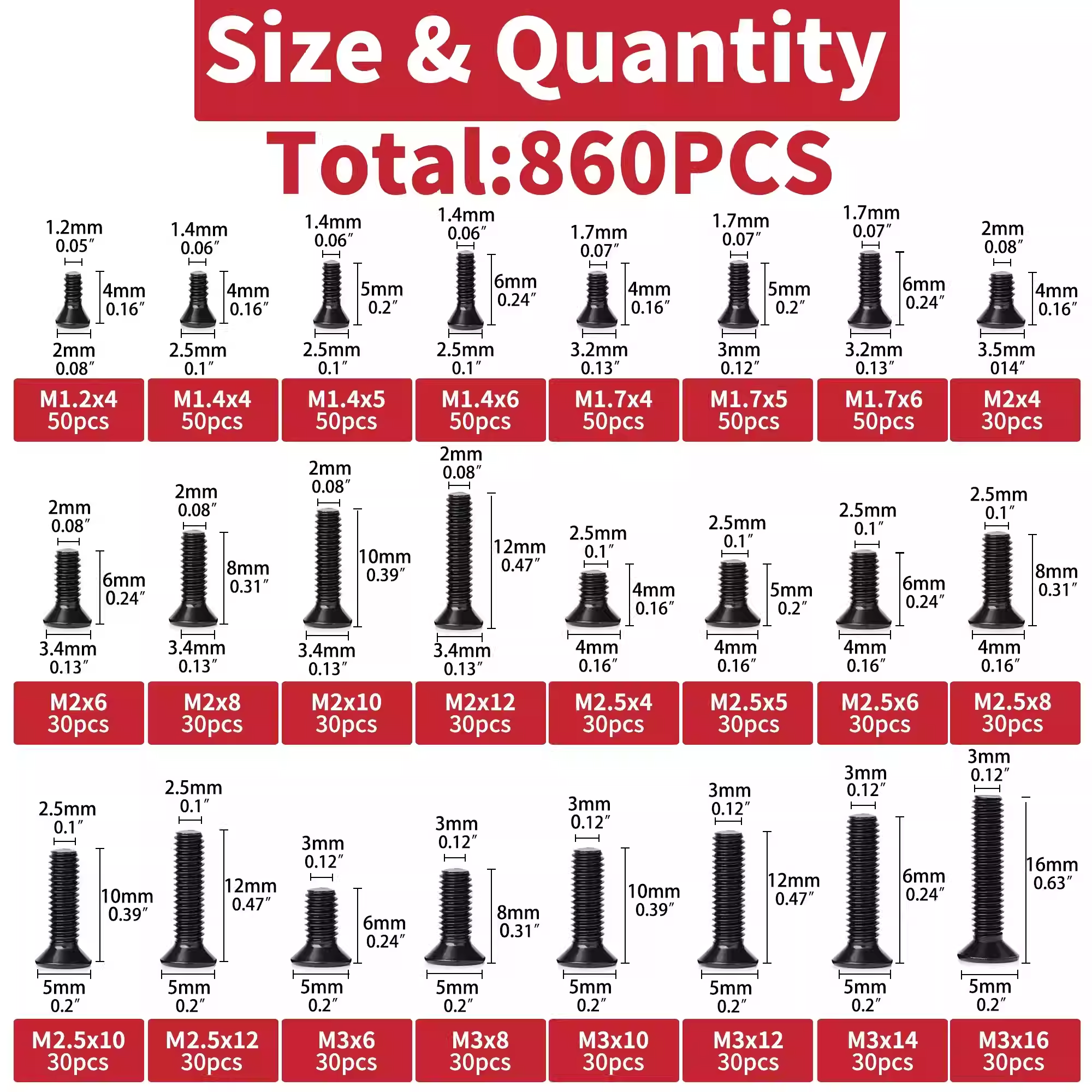 860PCS Small Screws Assortment - Diy Electronics Repair のレビューと価格