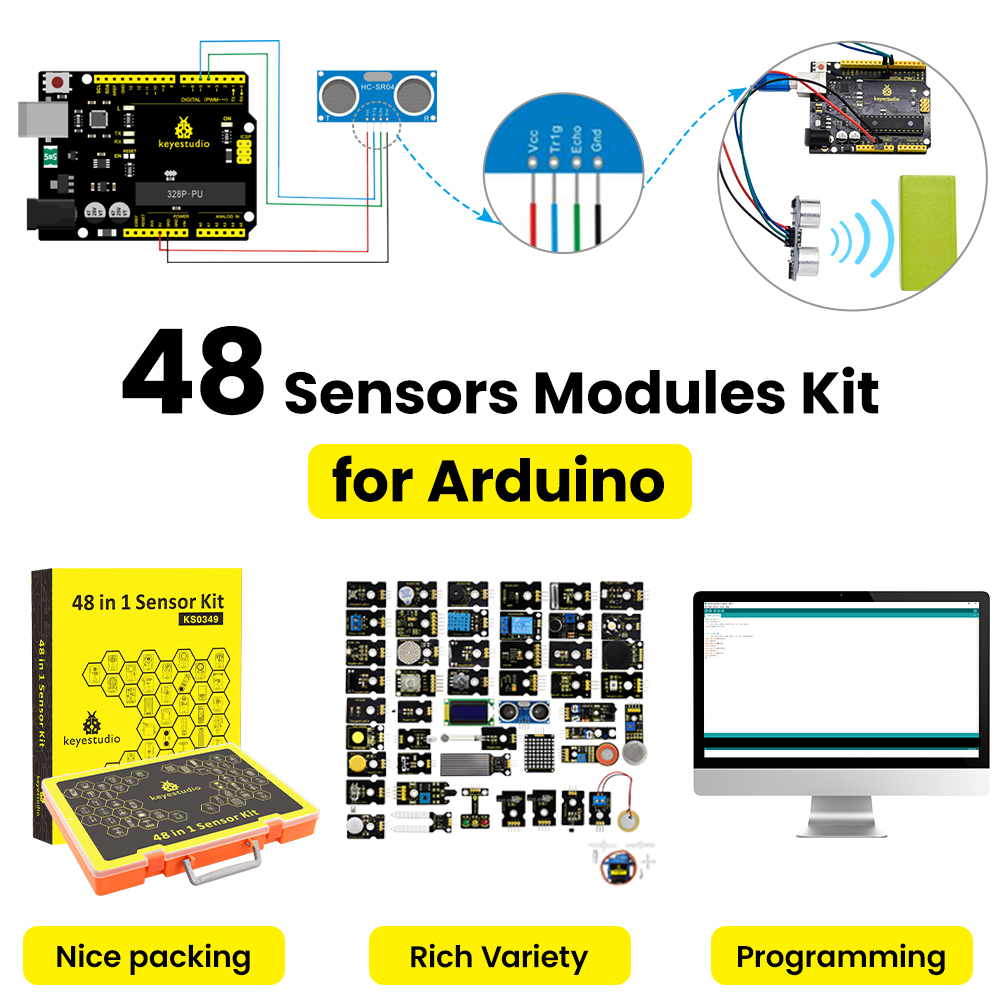 Keyestudio 48 in 1 Sensor Star - Arduino Uno Starter Kit のレビューと価格