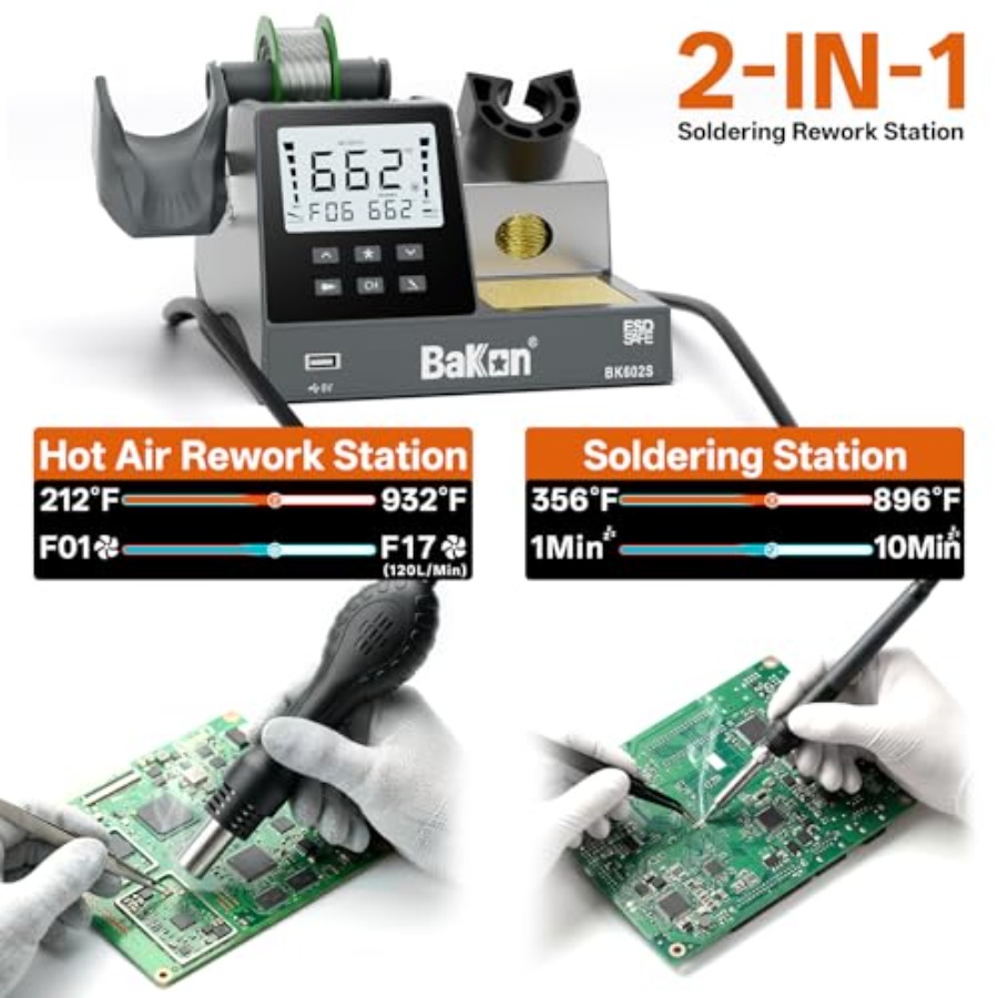 BK602S 2 in1 Soldering Iron Ho - Diy Electronics Workstation のレビューと価格