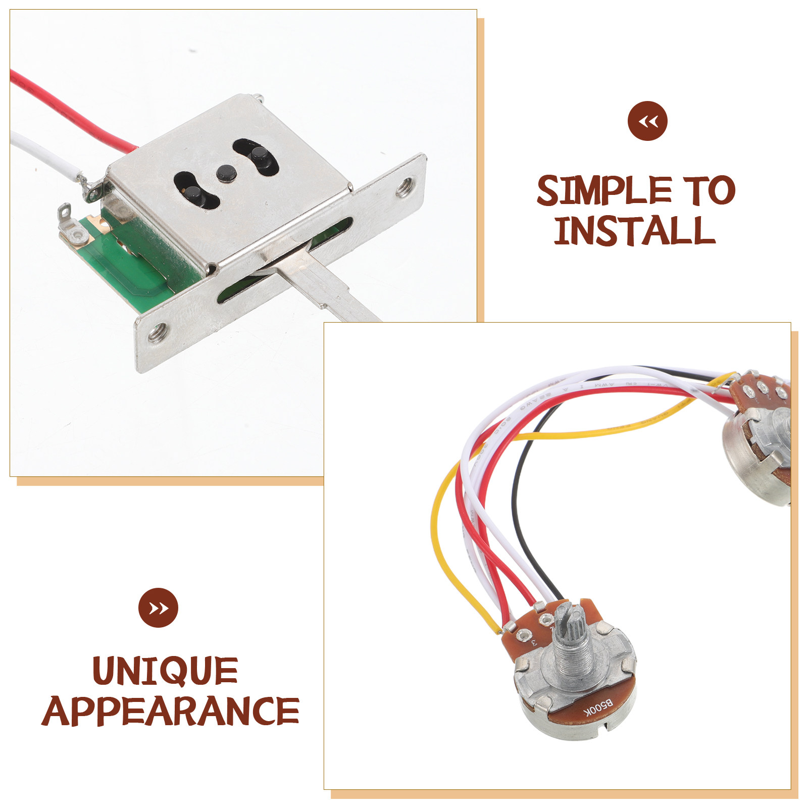 1Set Guitar Wiring Harness Kit - Diy Guitar Electronics Kit のレビューと価格