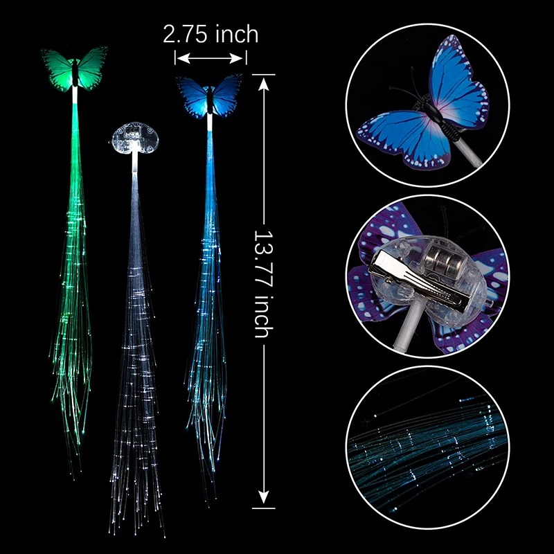 1-10PCS LED Glowing Hair Braid - Diy Halloween Electronics のレビューと価格